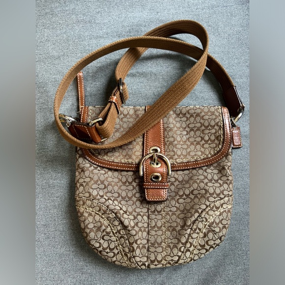 Coach Brown Soho Mini C Signature Swingpack Jacquard Leather Trim - Picture 12 of 12